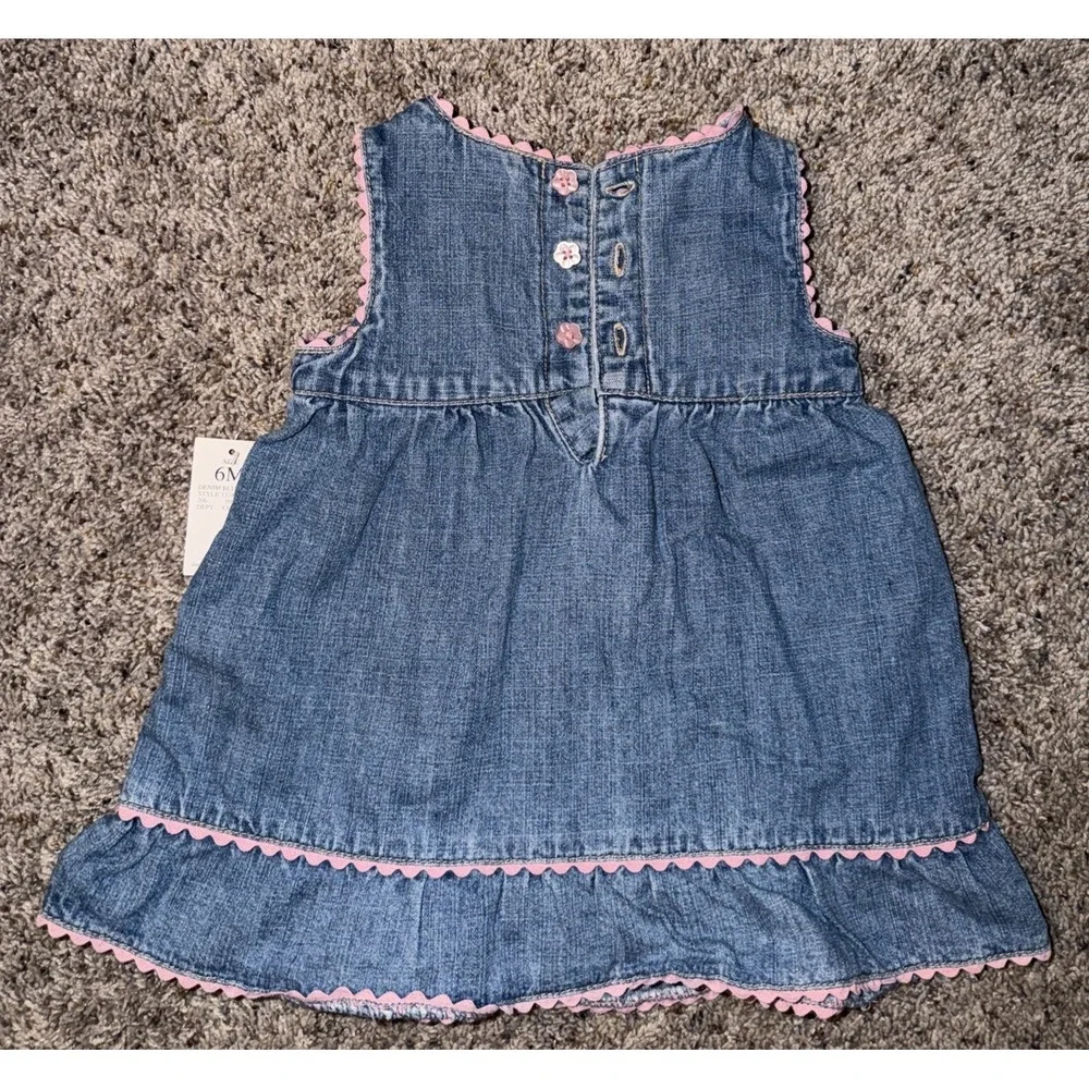 Y2K Genuine Baby OshKosh 6M 3Pc Denim Jumper Pink Top Tights‎ Set NWT Target